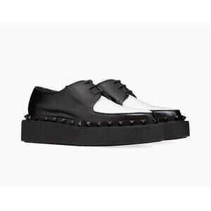 Valentino Garavani Rockstud M-Way Calfskin Derby Shoes With Matching Studs 38.5